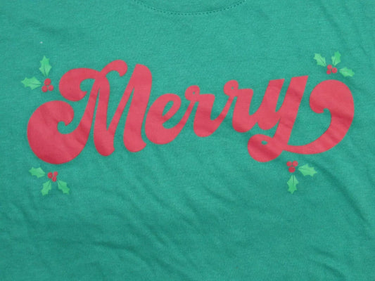 Women's Holiday Merry Short Sleeve Graphic T-Shirt Tee
