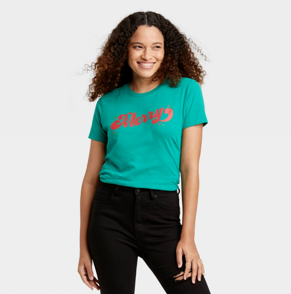 Women's Holiday Merry Short Sleeve Graphic T-Shirt Tee – Rex Distributor,  Inc. Wholesale Licensed Products and T-shirts, Sporting goods,, image size:949x960