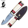 BC 823-DB 8" Damascus Blade Hunting Knife with Gut Hook and Leather Sheath