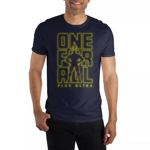 Men's My Hero Academia One For All Plus Ultra Neon Classic Navy Blue Graphic Tee T-Shirt