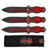 TK 029-365RD 6.5" Black & Red Skull Print Throwing Knife Set with Nylon Sheath