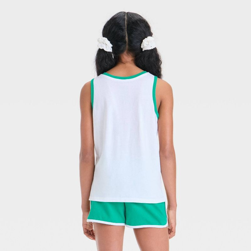 Girls' Hello Kitty Spirit Tank Top - White/Teal Green