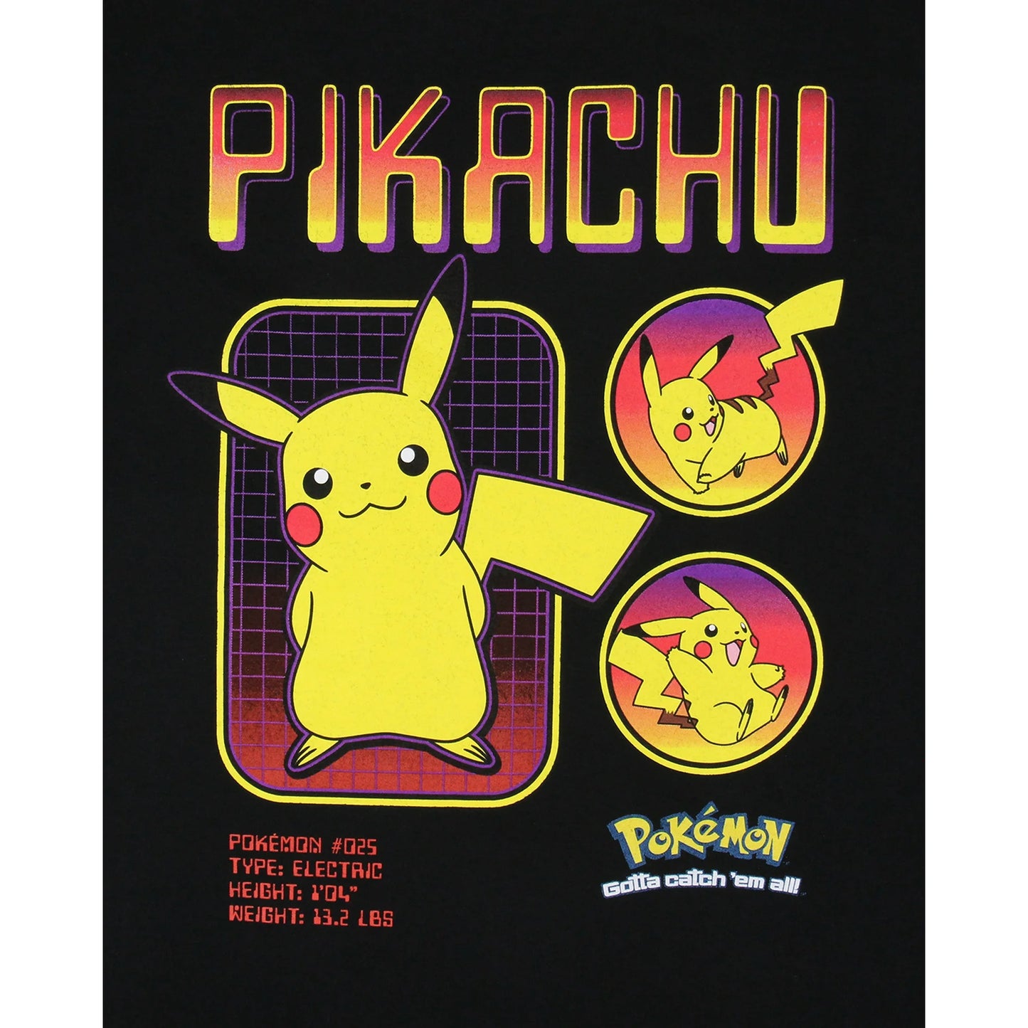 Pokemon Men's Pikachu Graphic Print Tee with Short Sleeves