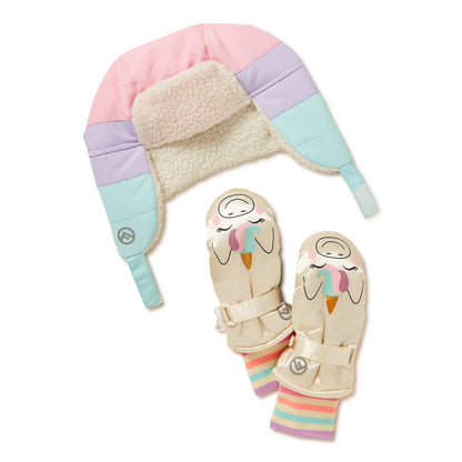 Frostline Essentials Toddler Girl's Unicorn Trapper & Ski Glove Combo