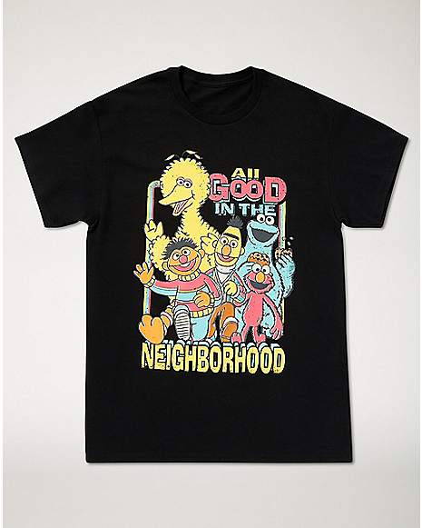 Men's Black All Good in the Neighborhood Sesame Street T-Shirt Tee