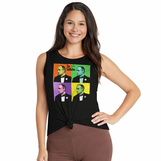 Women Juniors The Godfather Graphic Tie Front Tank Top