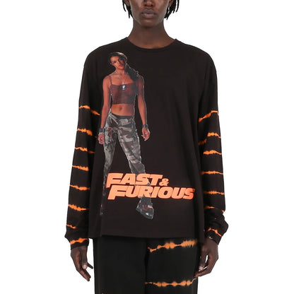 Men's Fast & Furious Letty Crew Neck Long Sleeve Black Adult Shirt