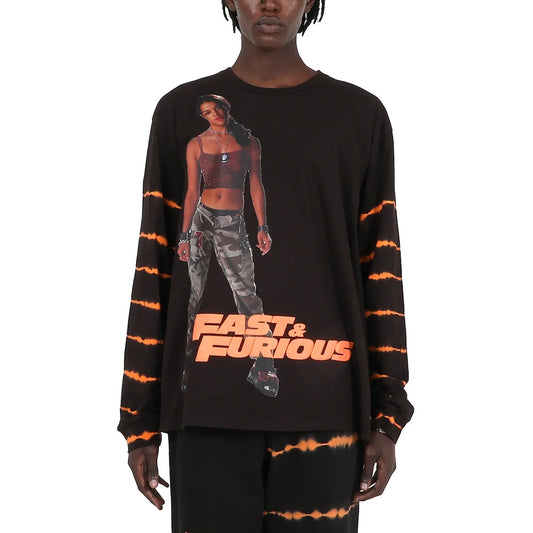 Men's Fast & Furious Letty Crew Neck Long Sleeve Black Adult Shirt