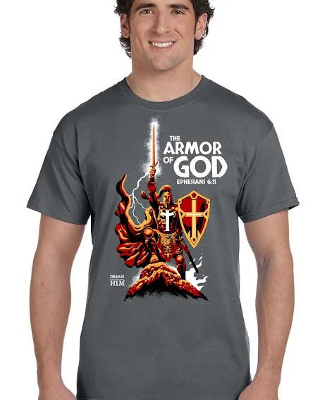 Men's Spiritual Warrior Armor of God T-Shirt Tee Grey