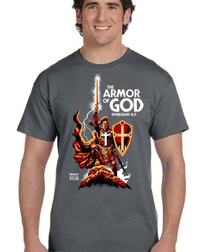 Men's Spiritual Warrior Armor of God T-Shirt Tee Grey