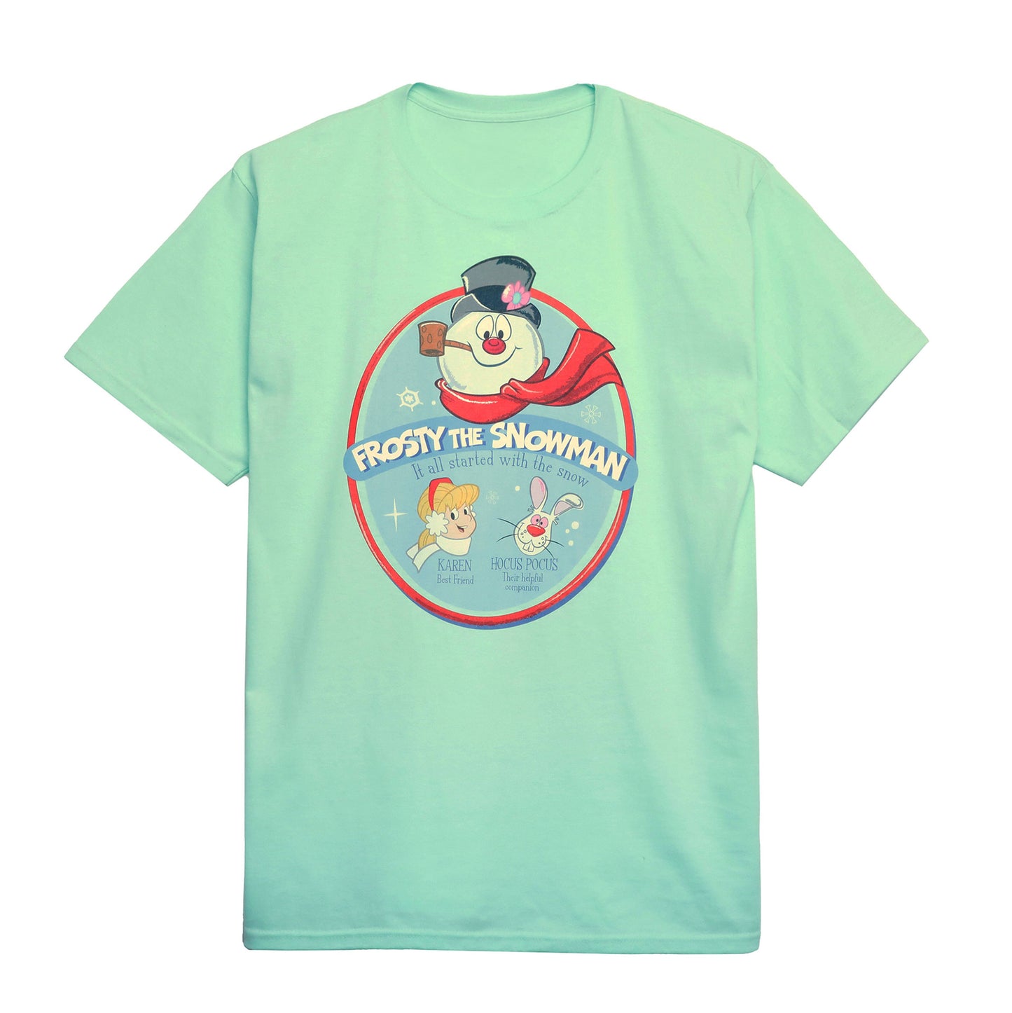 Men's Frosty The Snowman Oval Art Graphic Tee T-Shirt