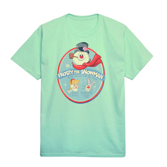 Men's Frosty The Snowman Oval Art Graphic Tee T-Shirt