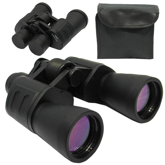 Black Rex Distributor 10X50 TW-BR Twinstar binoculars with large objective lenses, ideal for sports, wildlife, and outdoor viewing.