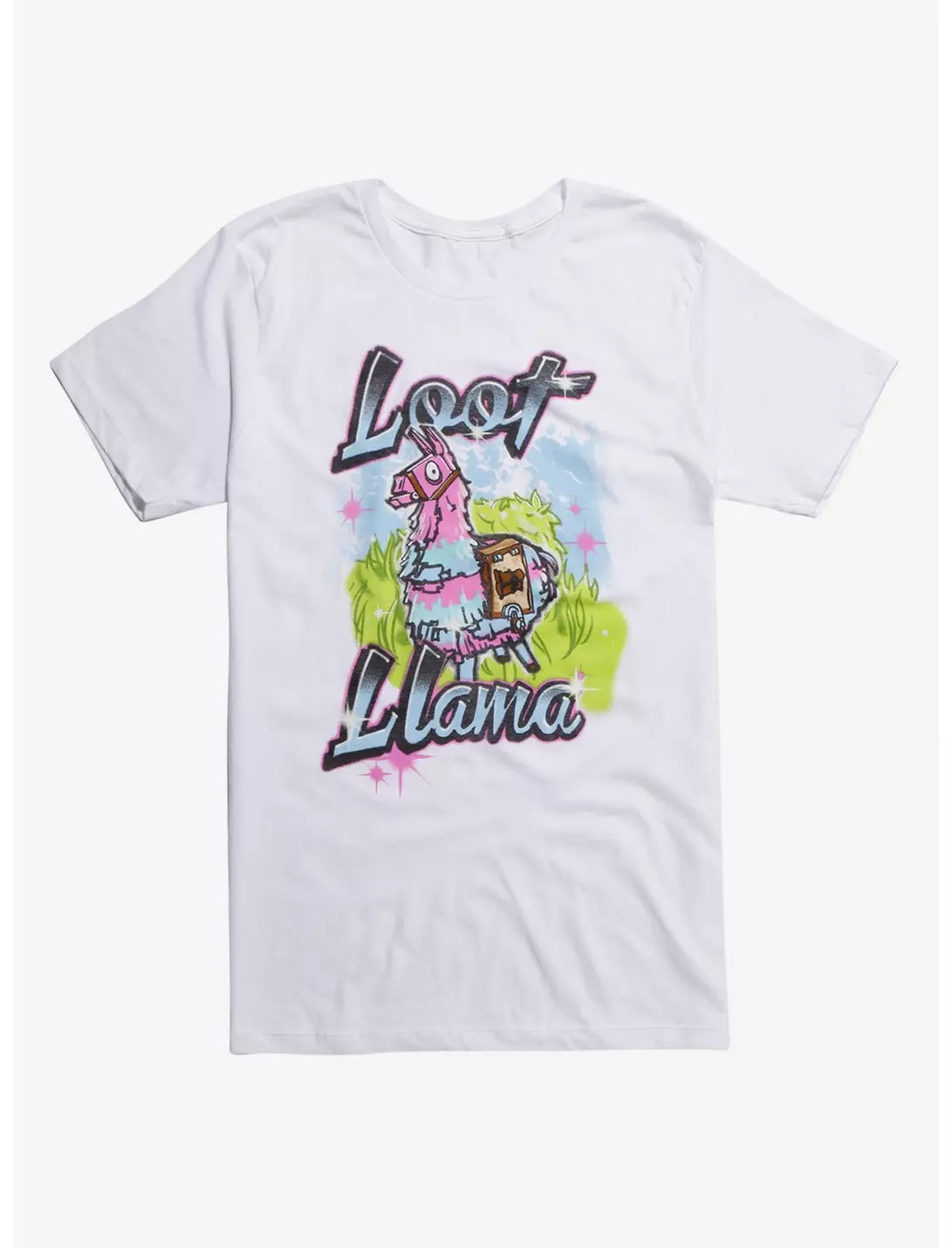 Men's White Fortnite Loot Llama Graffiti T-Shirt Tee