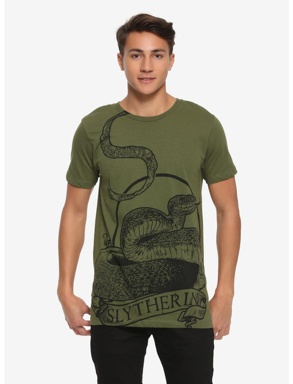 Men's Green Harry Potter Slytherin Belt Print T-Shirt Tee