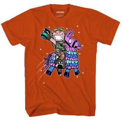 Men's Orange Fortnite Juice Llama Graphic Tee T-Shirt