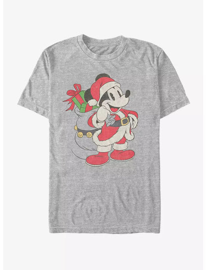 Men's Disney Mickey Mouse Christmas Santa Red Graphic T-Shirt Tee