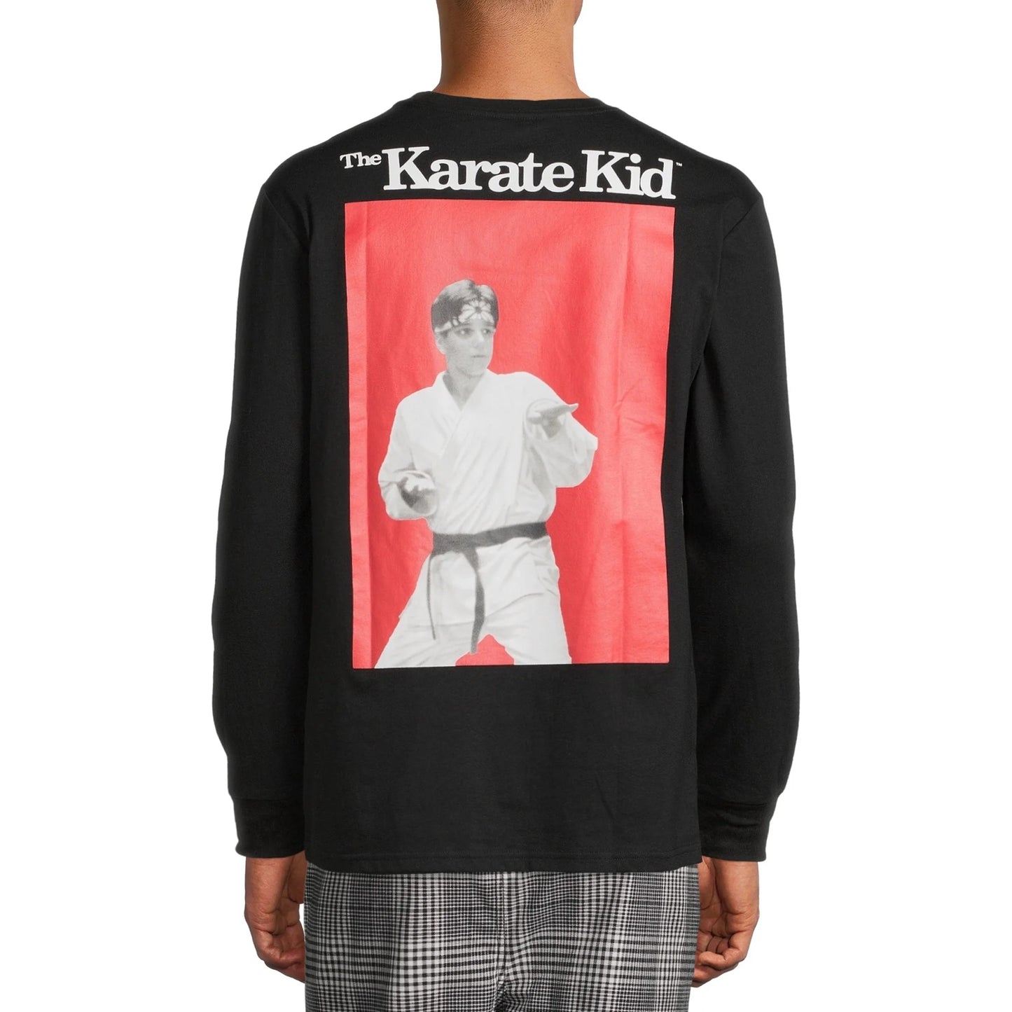 Men's The Karate Kid long sleeve graphic T-shirt by Rex Distributor, Inc. featuring a bold Karate Kid design on the front.
