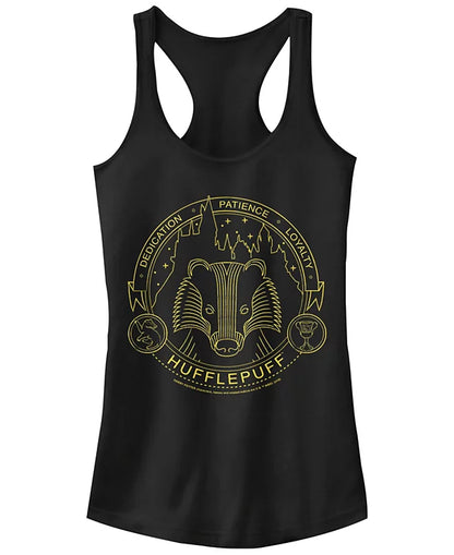 Women Junior's Harry Potter Hufflepuff Dedication Patience Loyalty Juniors Racerback Tank - Rex Distributor, Inc. Wholesale Licensed Products and T-shirts, Sporting goods,