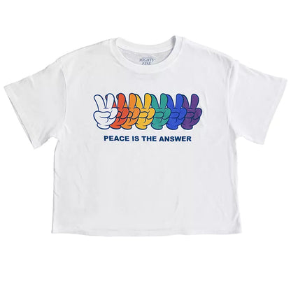 Women Juniors' Peace Is The Answer Graphic T-Shirt - Rex Distributor, Inc. Wholesale Licensed Products and T-shirts, Sporting goods,