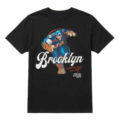 Men's Black Captain America Brookyln Graphic Tee T-Shirt