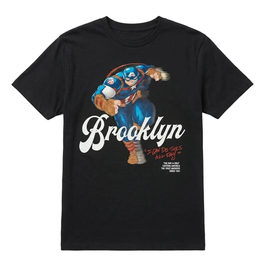 Men's Black Captain America Brookyln Graphic Tee T-Shirt