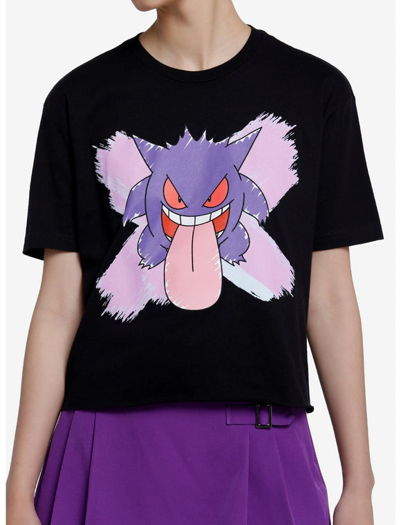 Women Junior's Pokemon Gengar Graphic Crop T-Shirt Tee
