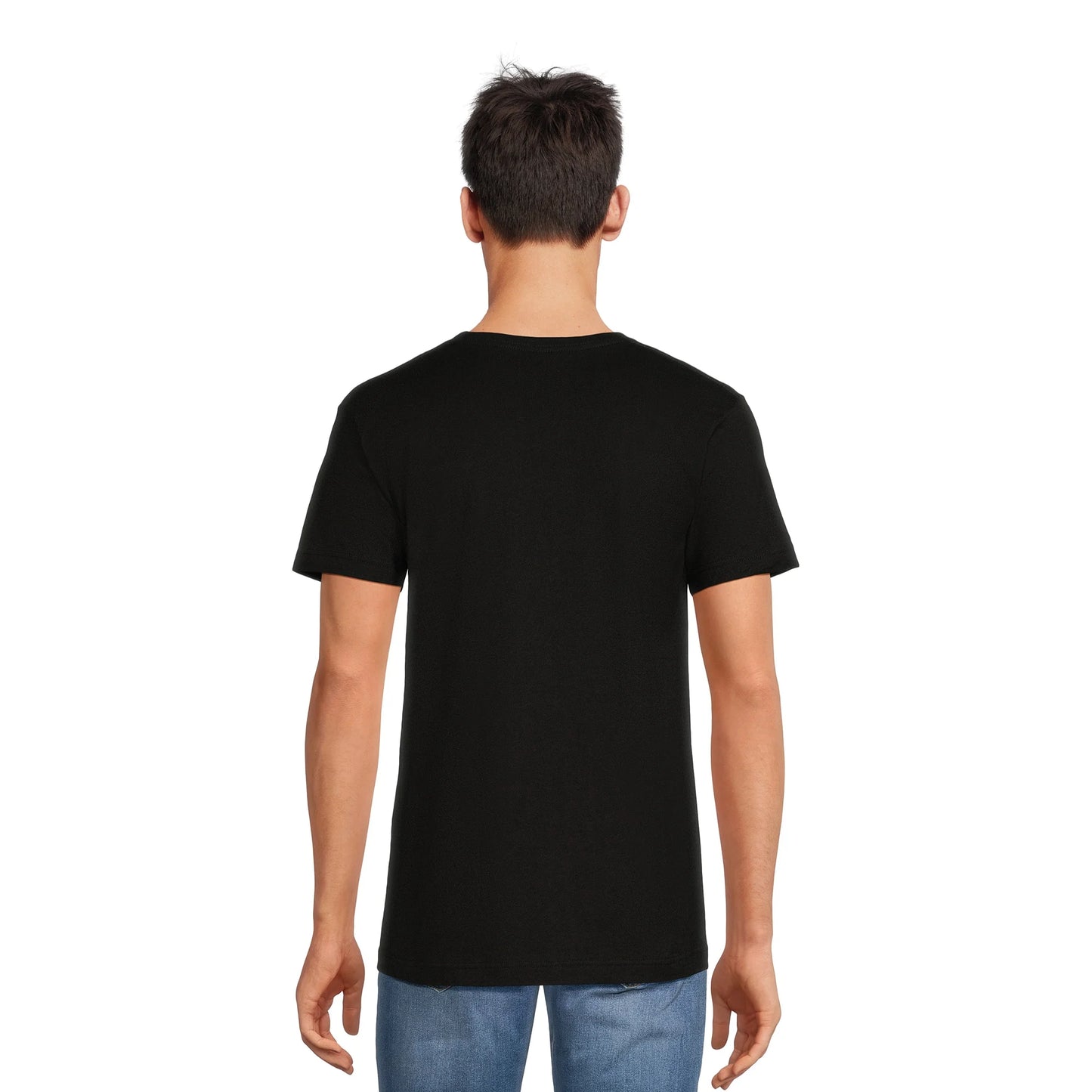 Men's black graphic T-shirt featuring The Exorcist design from Rex Distributor, Inc., with a spooky horror movie print.