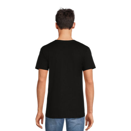 Men's black graphic T-shirt featuring The Exorcist design from Rex Distributor, Inc., with a spooky horror movie print.