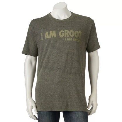 Men's Marvel "I Am Groot" Guardians of the Galaxy T-shirt by Mad Engine, showing a colorful graphic of Groot on the front.