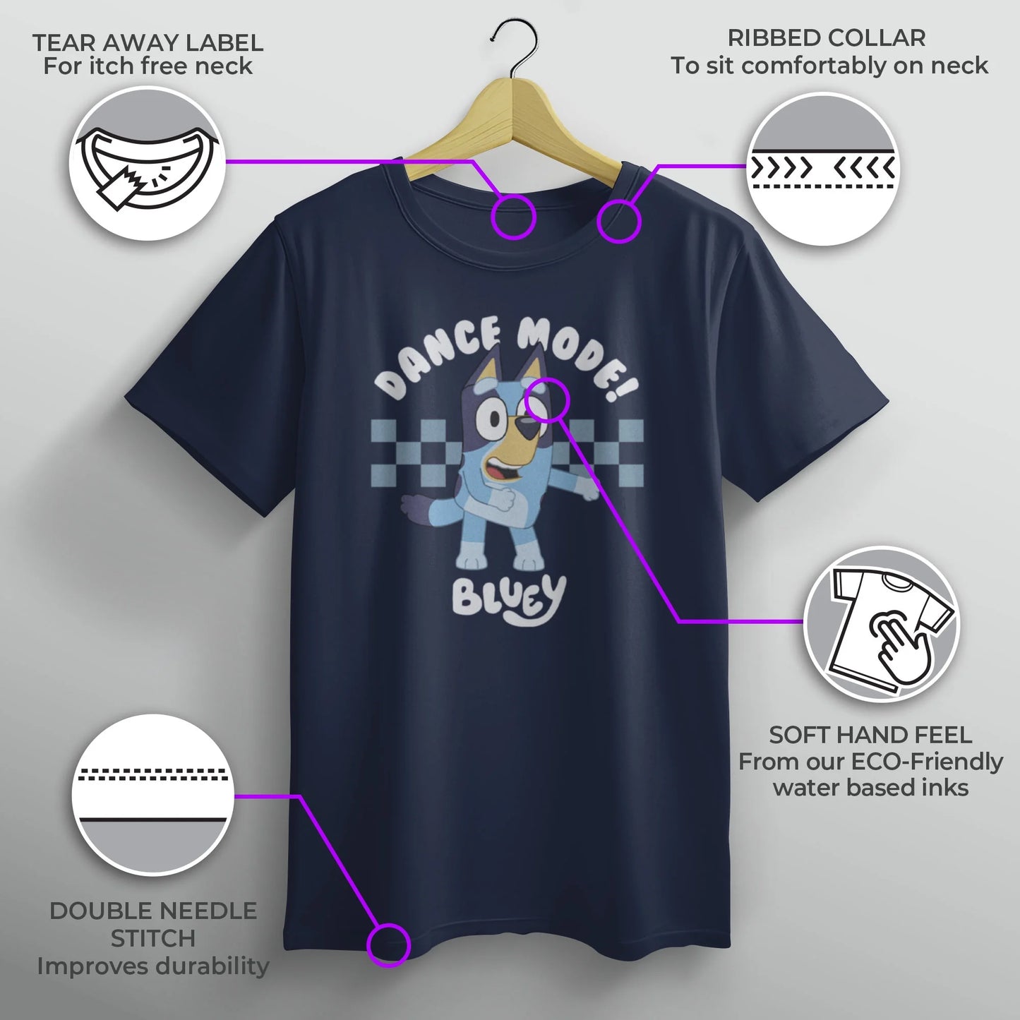 Boys Bluey Dance Mode Blue Heeler T Shirt