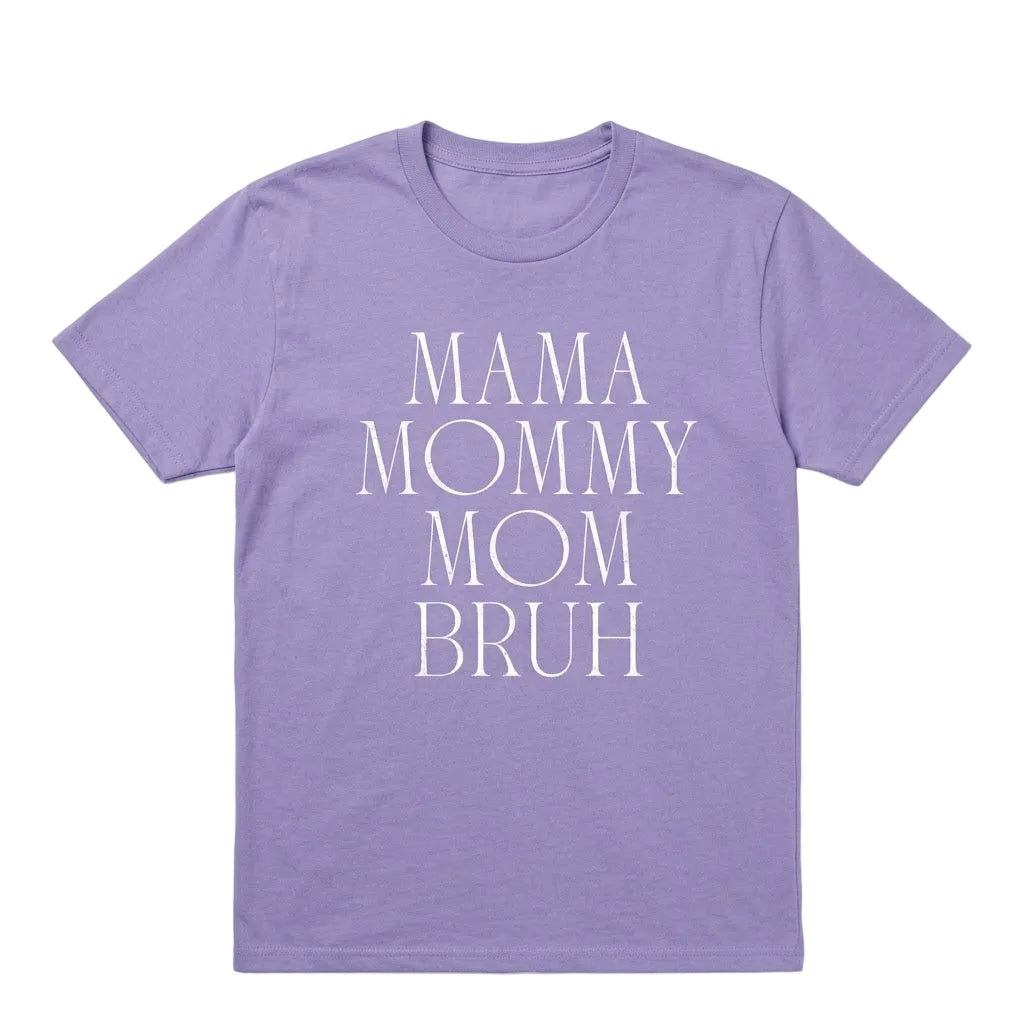 Women's Juniors Purple Momma Mommy Mom Bruh Funny Graphic Tee T-Shirt