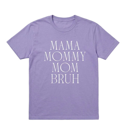 Women's Juniors Purple Momma Mommy Mom Bruh Funny Graphic Tee T-Shirt