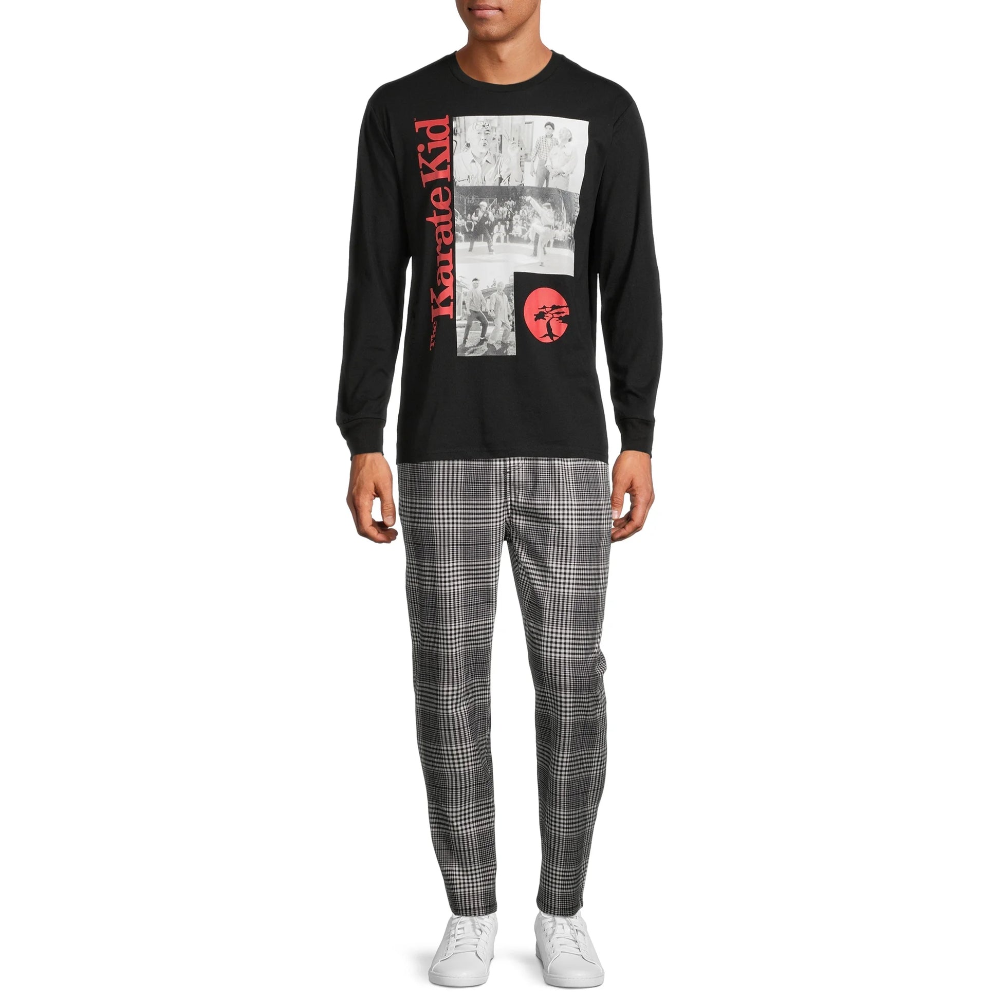 Men's Karate Kid long sleeve graphic tee shirt by Rex Distributor, Inc. featuring a martial arts themed design on the front.