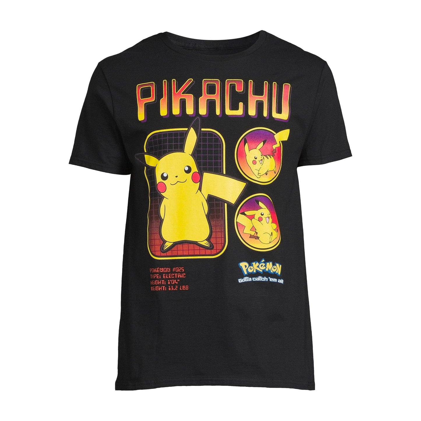 Pokemon Men's Pikachu Graphic Print Tee with Short Sleeves