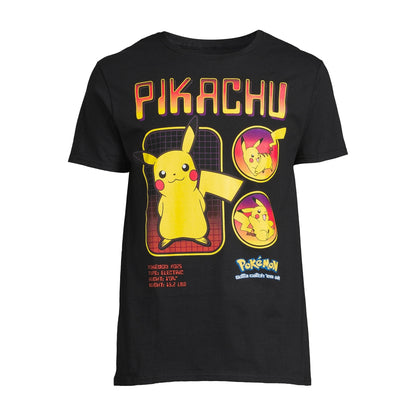 Pokemon Men's Pikachu Graphic Print Tee with Short Sleeves