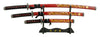 SWSA 124-BDDG Traditional Three Tier Japanese Samurai Katana Set - Red and Black