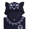Girls Black Panther Hooded Dress with Short Sleeves