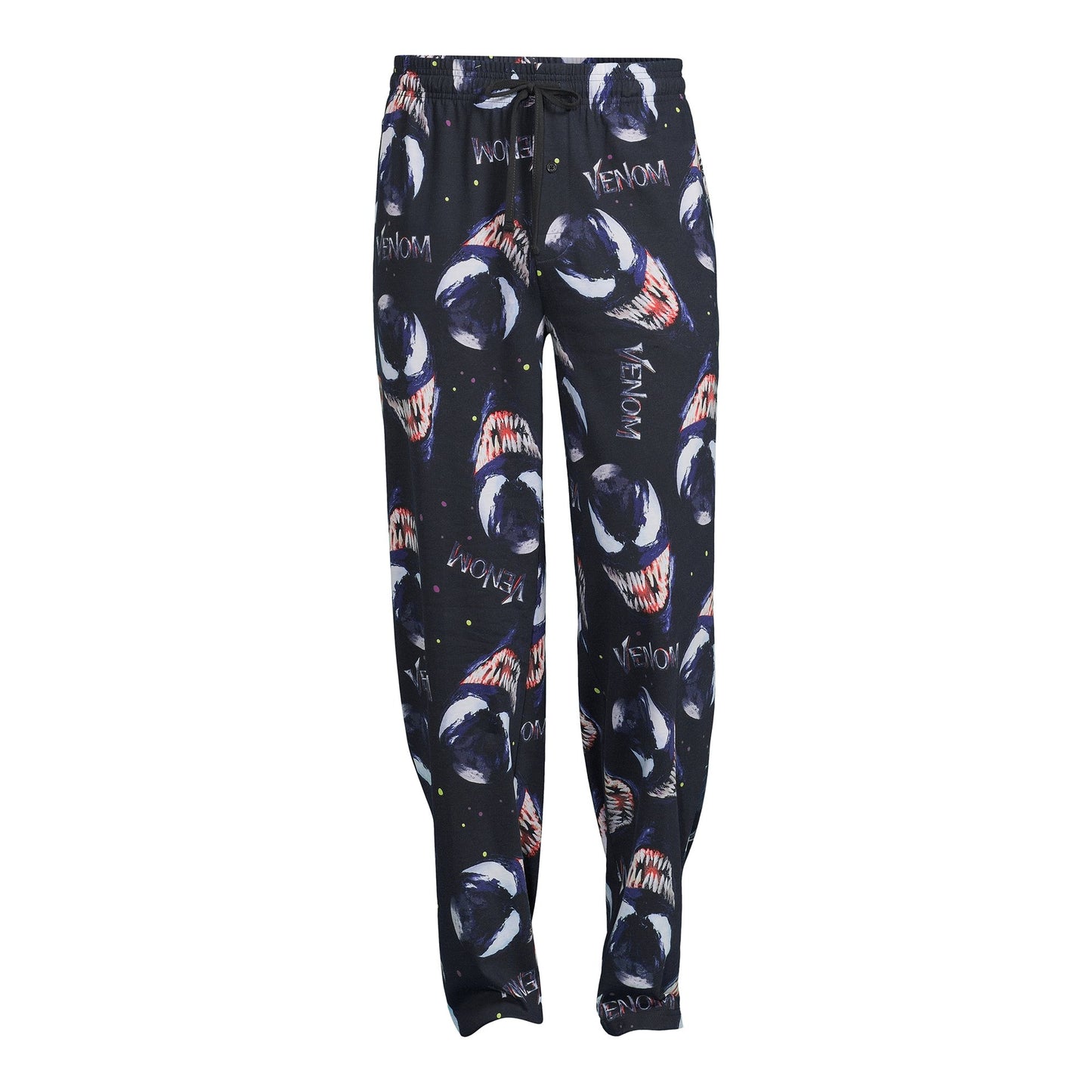 Men's Venom face graphic sleep pants by Rex Distributor, Inc. featuring a bold Venom character print on comfortable sleepwear pants.