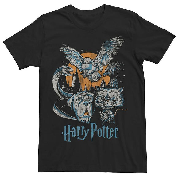 Men's Harry Potter Familiars Distressed Collage Tee T-Shirt