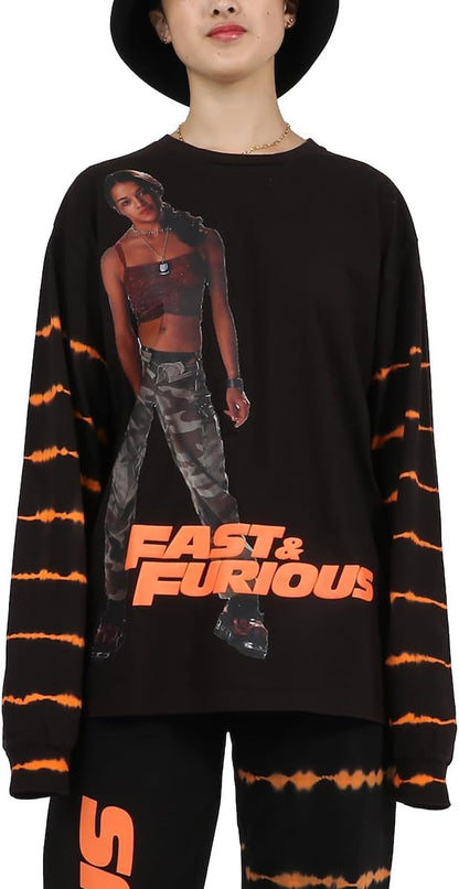 Men's Fast & Furious Letty Crew Neck Long Sleeve Black Adult Shirt