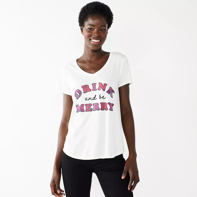 Women's Celebrate Together™ Holiday Drink and be Merry Graphic Tee