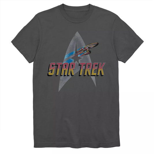 Men's Star Trek Graphic Logo Charcoal T-Shirt Tee