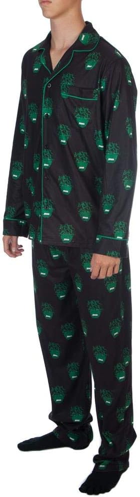 Men's Marvel The Incredible Hulk pajama set by Bioworld featuring green Hulk-themed sleepwear and comfortable fabric.