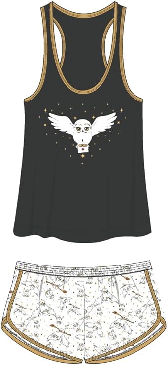 Women’s Harry Potter Hedwig sleep shorts and tank set, Rex Distributor, Inc., featuring Hedwig owl print in cozy pajama style.