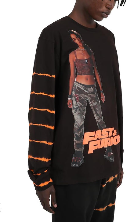 Men's Fast & Furious Letty Crew Neck Long Sleeve Black Adult Shirt