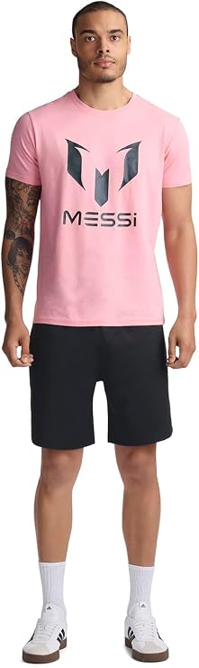 Men's Pink Messi Logo Graphic Tee T-Shirt