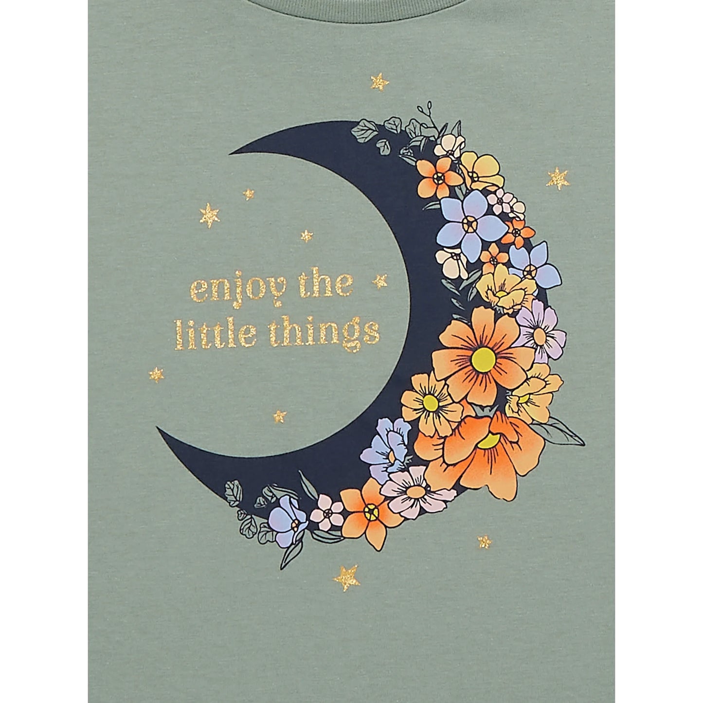 Girls Wonder Nation cropped graphic T-shirt with short sleeves and "Live in the Moment" print, casual and stylish for girls.