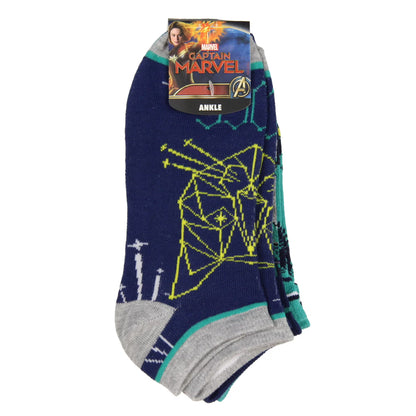 Captain Marvel Adult Goose The Cat Kree Colors 3 Pack Mix and Match No Show Ankle Socks