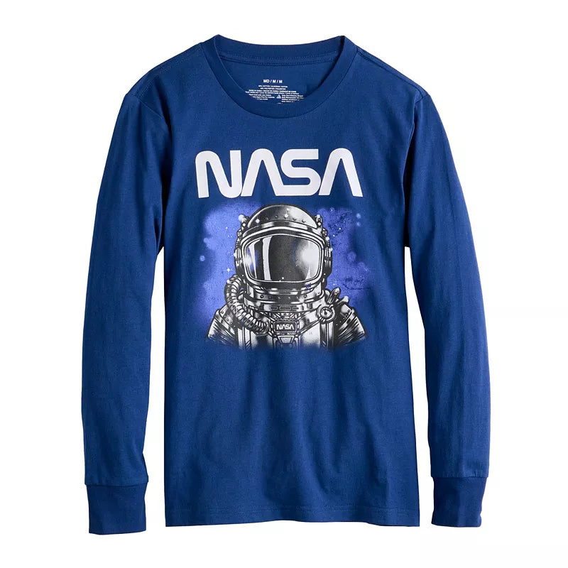 Boy's Boys 8-20 NASA Future Past Astronaut Long Sleeve Graphic Tee T-Shirt